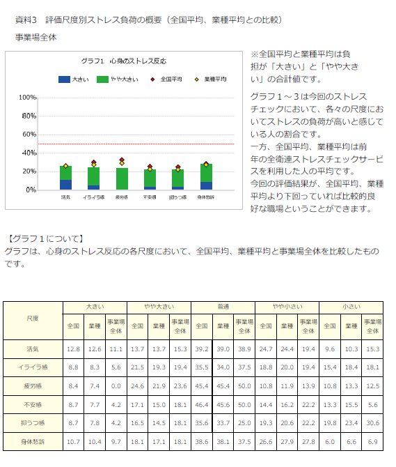 評価尺度別ストレス負荷の概要